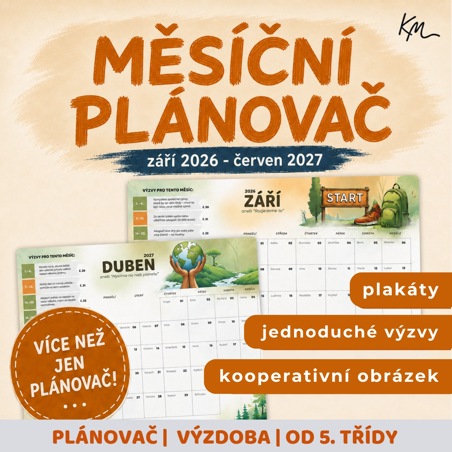 Titulní obrázek k materiálu Z03 - měsíční plánovač na školní rok 2026/2027