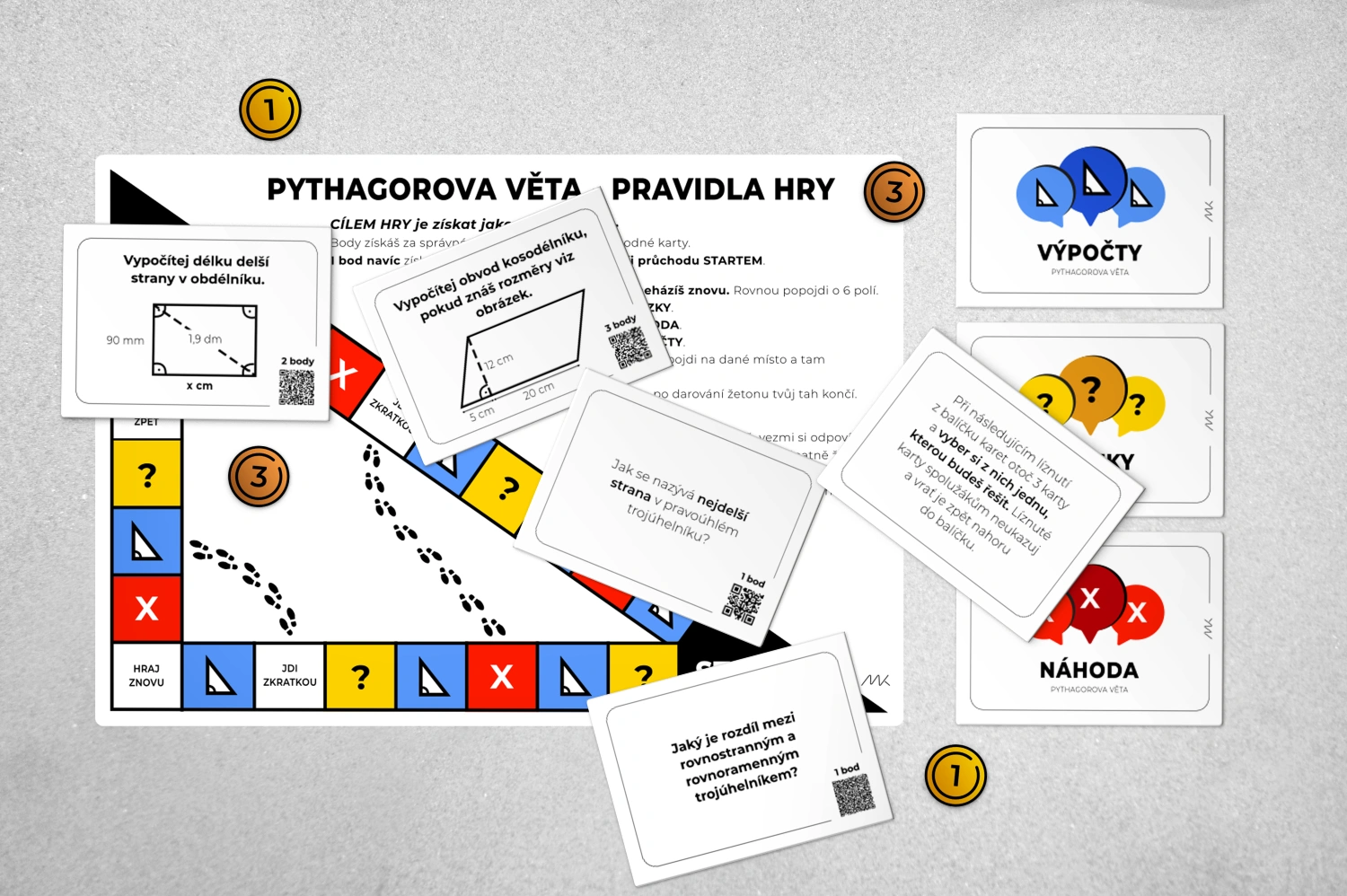 Náhledový obrázek k materiálu N02 - desková hra na shrnutí Pythagorovy věty
