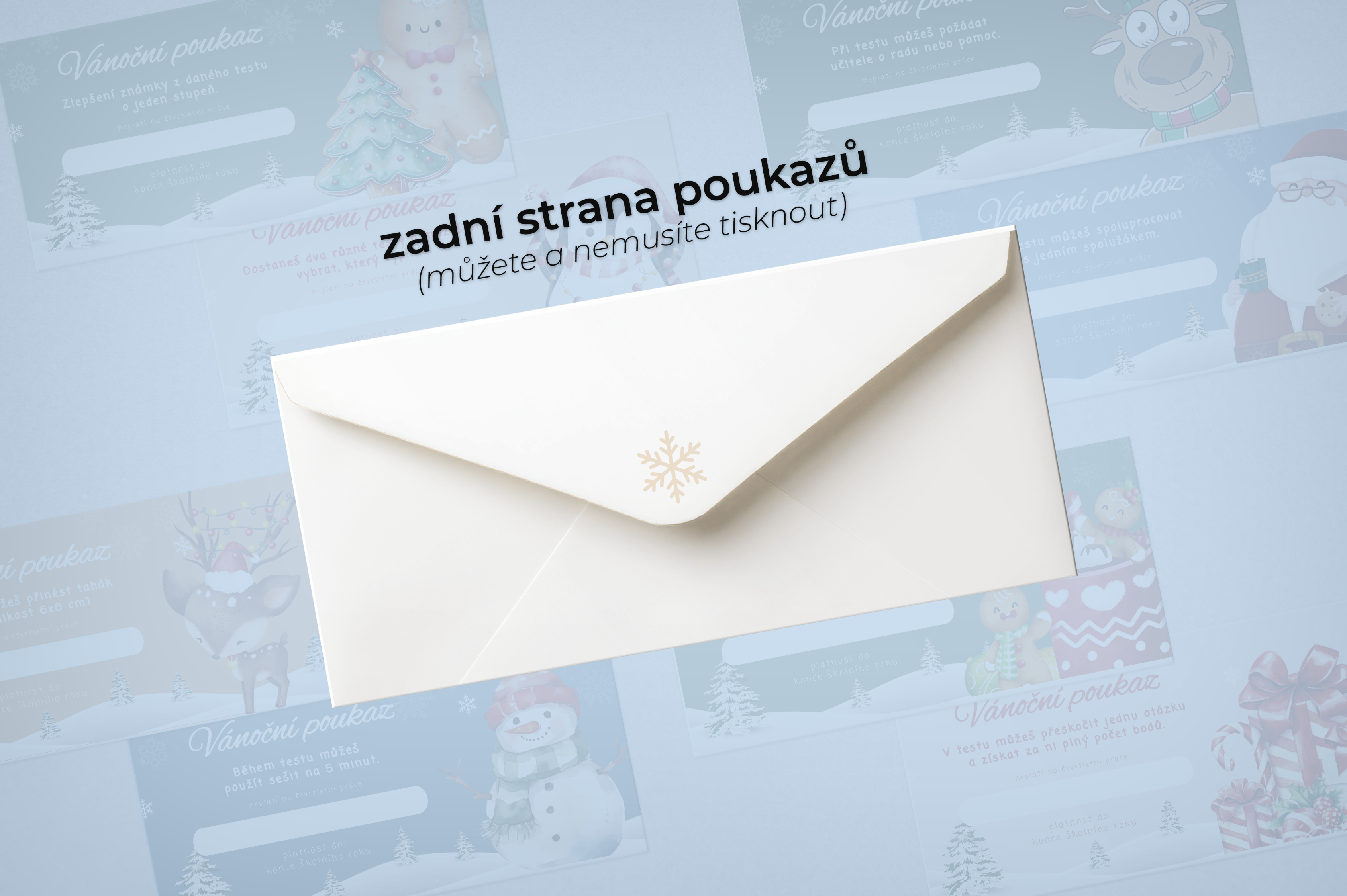 Náhledový obrázek vánočních poukázek pro žáky - zadní strana